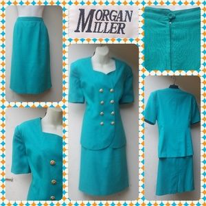 Vtg 80s Turqoise skirt set {Morgan Miller}